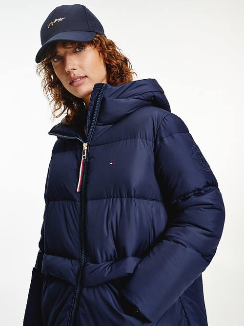 Blue Tommy Hilfiger Essential TH Protect Padded Maxi Coat Women's Jackets | TH029QUP