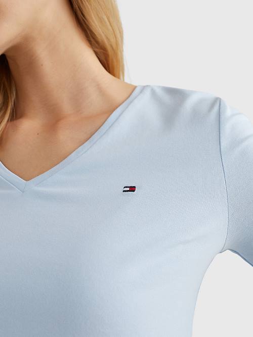 Blue Tommy Hilfiger Essentials Slim Fit Half Sleeve Women's T Shirts | TH192TWX