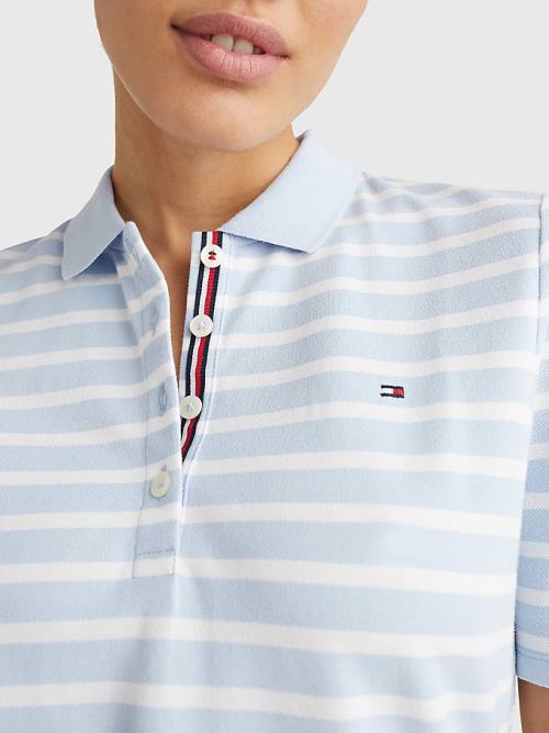 Blue Tommy Hilfiger Essentials Stripe Women's Polo Shirts | TH139PFQ