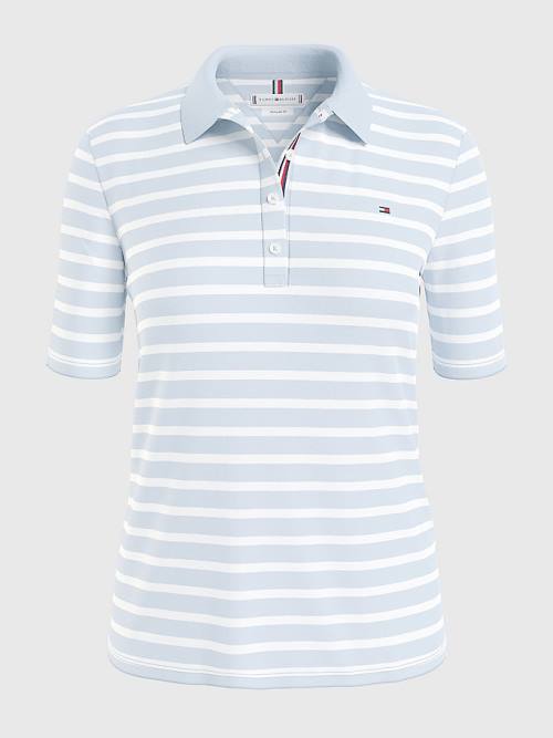 Blue Tommy Hilfiger Essentials Stripe Women's Polo Shirts | TH139PFQ