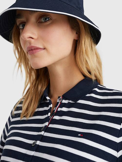 Blue Tommy Hilfiger Essentials Stripe Women's Polo Shirts | TH938YIH