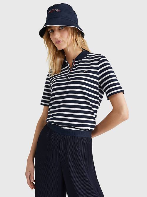 Blue Tommy Hilfiger Essentials Stripe Women\'s Polo Shirts | TH938YIH