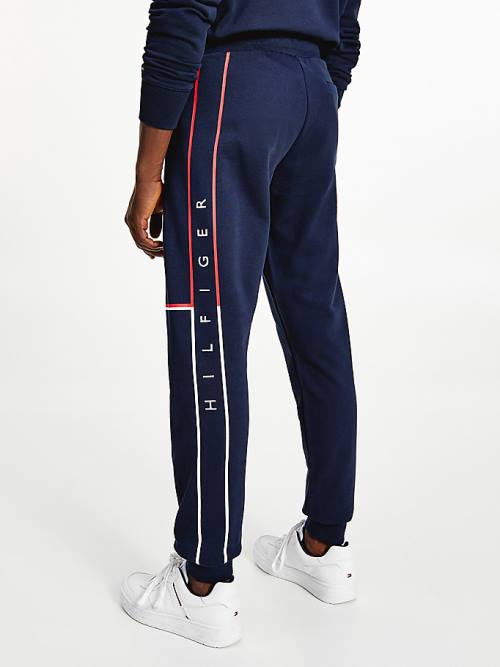 Blue Tommy Hilfiger Exclusive Flag Logo Cuffed Joggers Men's Pants | TH617BNP