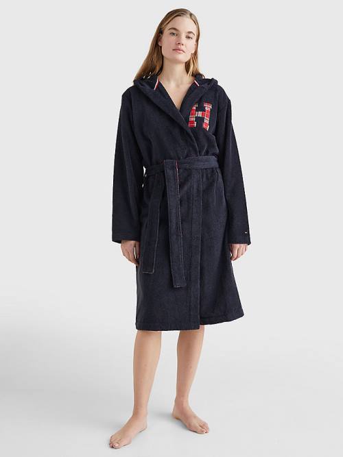 Blue Tommy Hilfiger Exclusive Organic Cotton Towelling Bathrobe Women's Pyjamas | TH428UHN