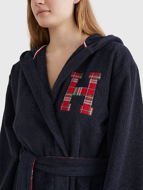 Blue Tommy Hilfiger Exclusive Organic Cotton Towelling Bathrobe Women's Pyjamas | TH428UHN