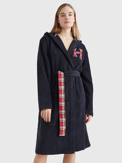 Blue Tommy Hilfiger Exclusive Organic Cotton Towelling Bathrobe Women\'s Pyjamas | TH428UHN