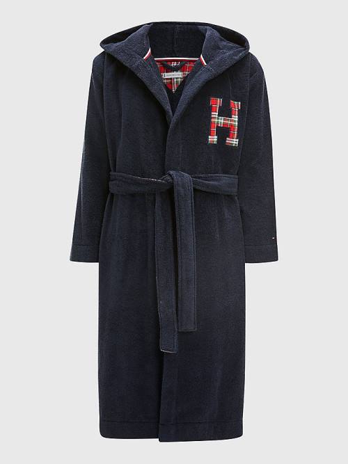 Blue Tommy Hilfiger Exclusive Organic Cotton Monogram Bathrobe Men's Pyjamas | TH809EZS