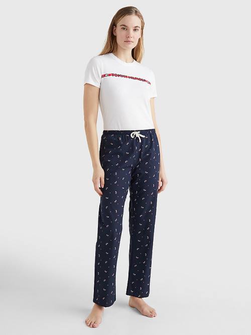 Blue Tommy Hilfiger Exclusive Organic Cotton Print Women's Pants | TH903RQJ