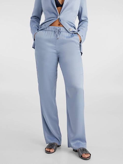 Blue Tommy Hilfiger Exclusive Satin Straight Pull-On Women's Pants | TH842KDI