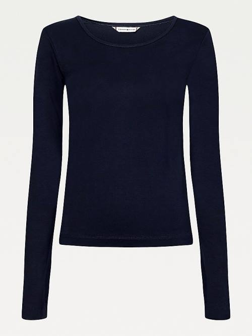 Blue Tommy Hilfiger Extra Slim Fit Long Sleeve Women's T Shirts | TH340FUC