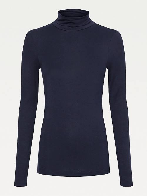 Blue Tommy Hilfiger Extra Slim Fit Roll Neck Women's T Shirts | TH570ACJ