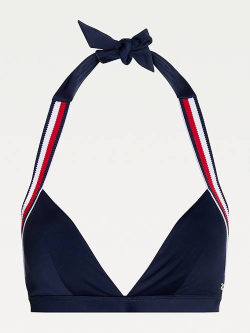 Blue Tommy Hilfiger Fixed Triangle Bikini Top Women's Swimwear | TH682CRD