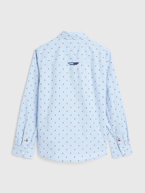 Blue Tommy Hilfiger Flag Detail Oxford Dobby Boys' Shirts | TH382VOP