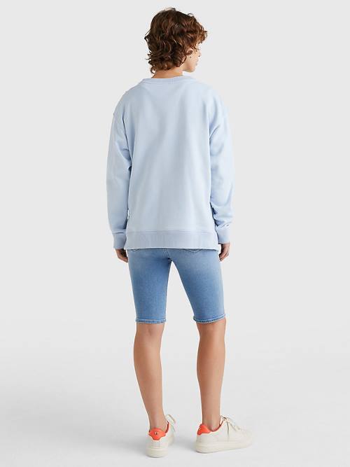 Blue Tommy Hilfiger Flag Detail Relaxed Fit Sweatshirt Women's Hoodie | TH319LJF