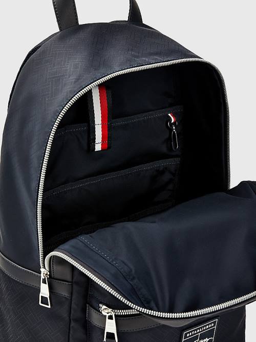 Blue Tommy Hilfiger Flag Jacquard Backpack Men's Bags | TH153YSF