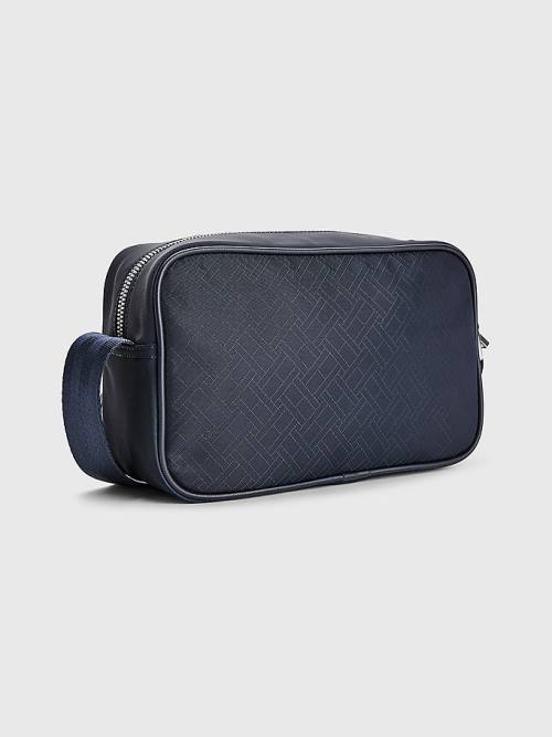 Blue Tommy Hilfiger Flag Jacquard Reporter Men's Bags | TH127KCH