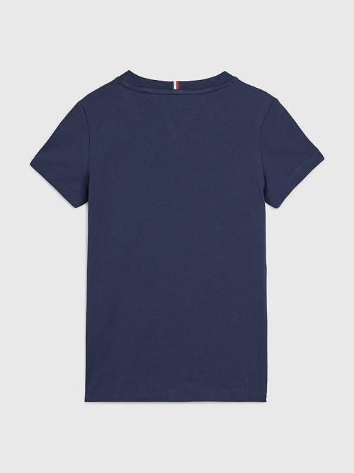 Blue Tommy Hilfiger Flag Logo Boys' T Shirts | TH987HSU