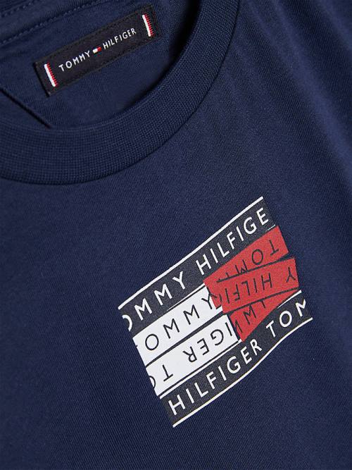 Blue Tommy Hilfiger Flag Logo Boys' T Shirts | TH987HSU