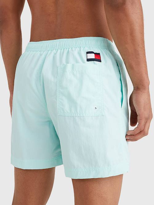 Blue Tommy Hilfiger Flag Mid Length Drawstring Shorts Men's Swimwear | TH316KVF