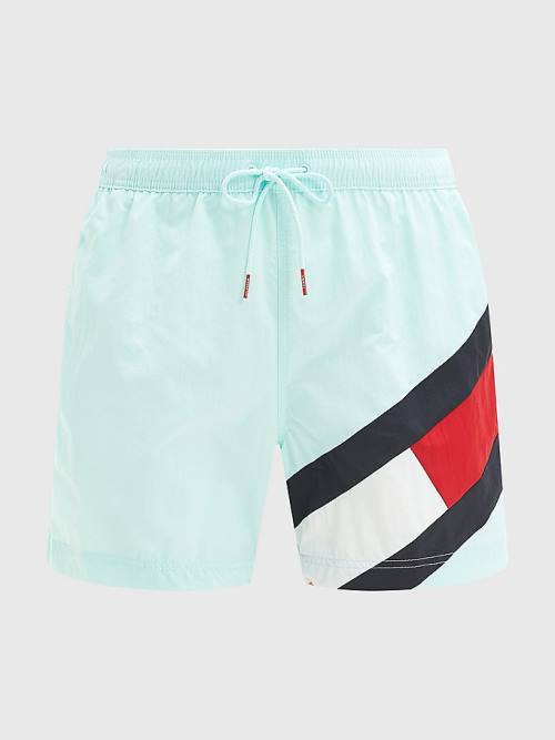 Blue Tommy Hilfiger Flag Mid Length Drawstring Shorts Men's Swimwear | TH316KVF