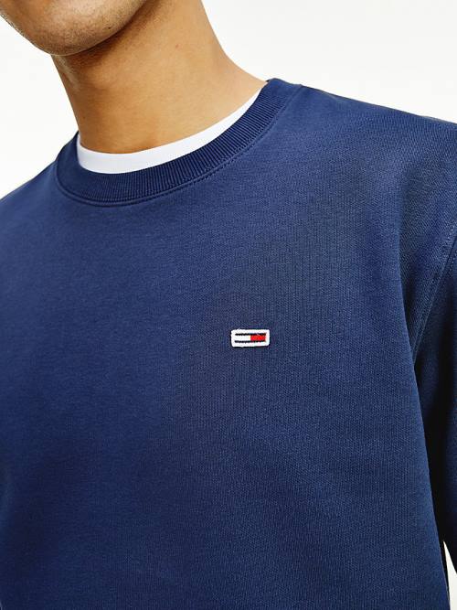 Blue Tommy Hilfiger Flag Patch Fleece Men's Sweatshirts | TH168LFY