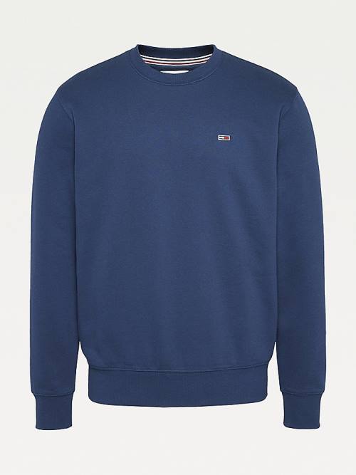 Blue Tommy Hilfiger Flag Patch Fleece Men's Sweatshirts | TH168LFY