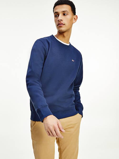 Blue Tommy Hilfiger Flag Patch Fleece Men\'s Sweatshirts | TH168LFY