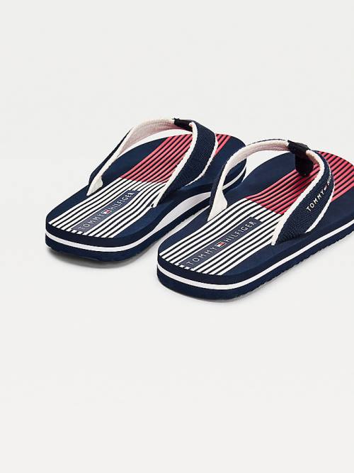 Blue Tommy Hilfiger Flag Print Flip Flops Boys' Sandals | TH759OFE