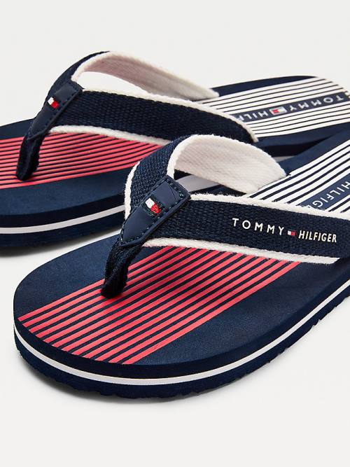 Blue Tommy Hilfiger Flag Print Flip Flops Boys' Sandals | TH759OFE