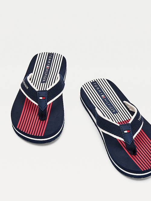 Blue Tommy Hilfiger Flag Print Flip Flops Boys' Sandals | TH759OFE