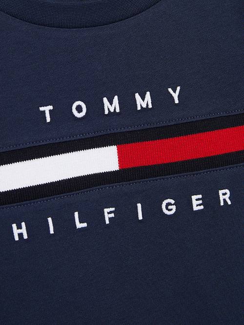 Blue Tommy Hilfiger Flag Rib Insert Boys' T Shirts | TH265EBL