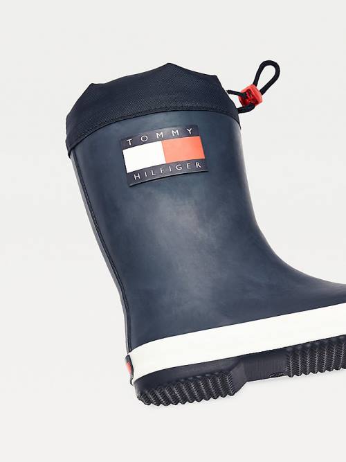 Blue Tommy Hilfiger Flag Toggle Rain Boys' Boots | TH157QFJ