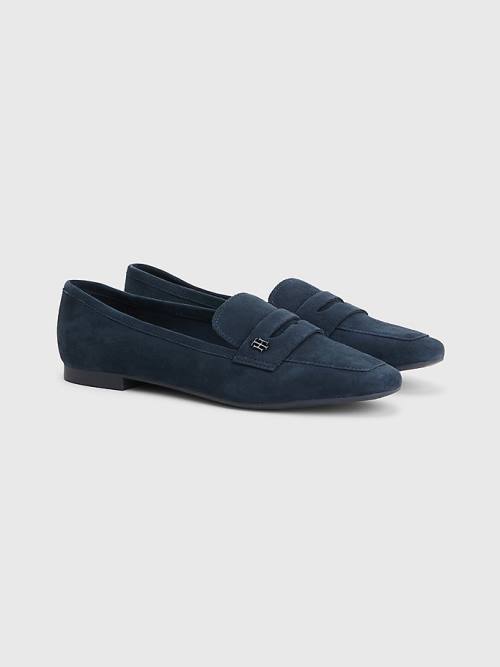 Blue Tommy Hilfiger Flat Suede Women\'s Loafers | TH190SRD