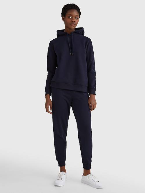 Blue Tommy Hilfiger Fleece Cuffed Leg Joggers Women's Pants | TH629IOQ