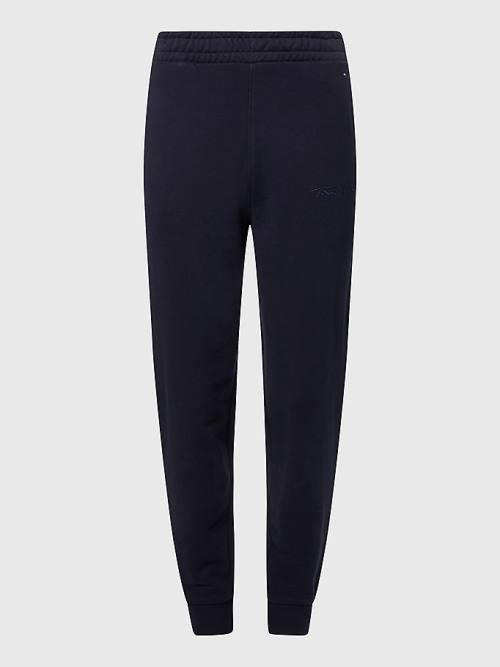 Blue Tommy Hilfiger Fleece Cuffed Leg Joggers Women's Pants | TH629IOQ