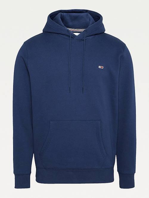 Blue Tommy Hilfiger Fleece Flag Patch Men's Hoodie | TH763RJZ