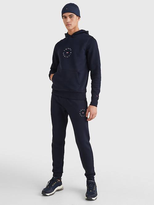 Blue Tommy Hilfiger Flex Fleece Graphic Men's Hoodie | TH821XCE