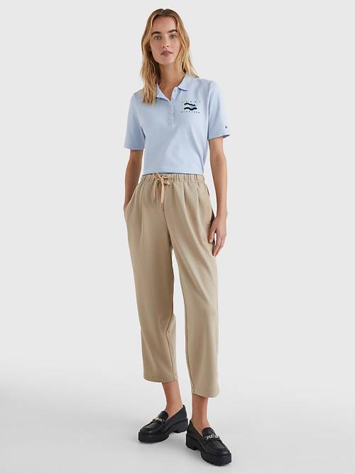 Blue Tommy Hilfiger Flock Flag Women's Polo Shirts | TH304GKV