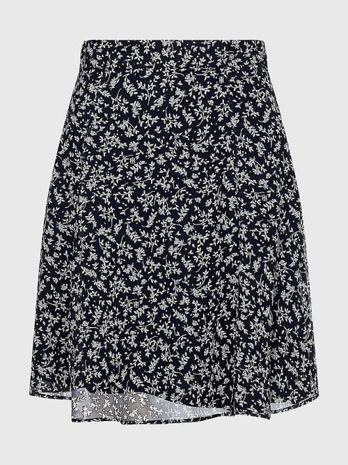 Blue Tommy Hilfiger Floral Chiffon Relaxed Fit Mini Women's Skirts | TH925ZXM