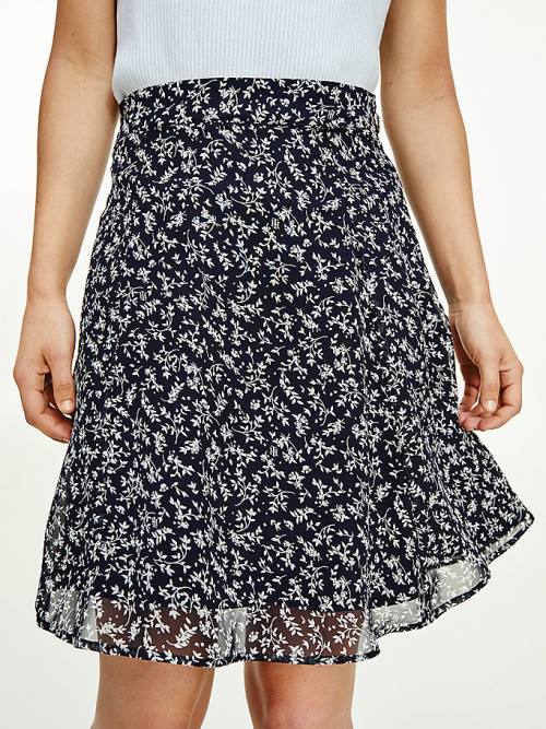 Blue Tommy Hilfiger Floral Chiffon Relaxed Fit Mini Women\'s Skirts | TH925ZXM