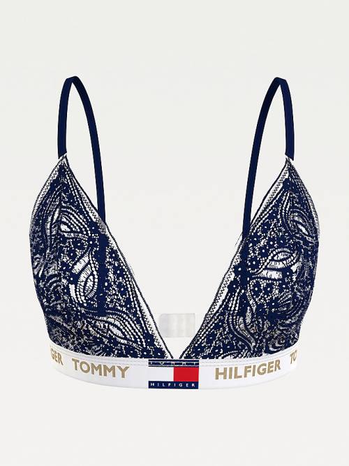 Blue Tommy Hilfiger Floral Lace Triangle Bralette Women's Underwear | TH586IQD