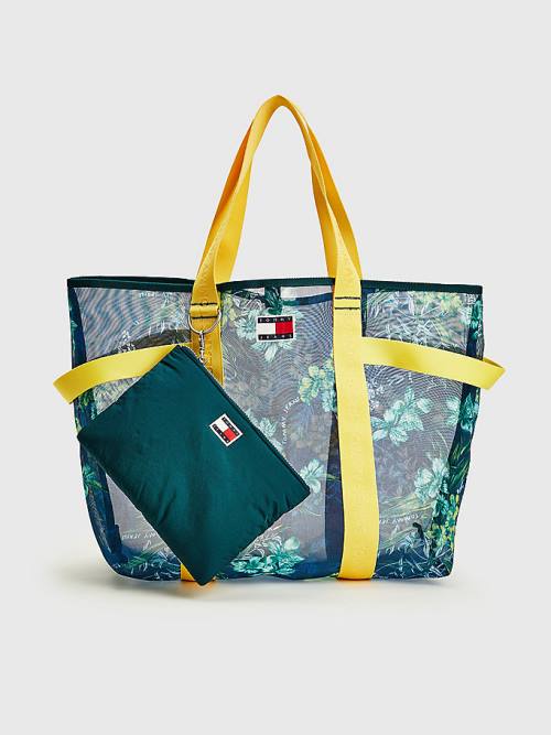 Blue Tommy Hilfiger Floral Mesh Tote Women\'s Bags | TH403CDV