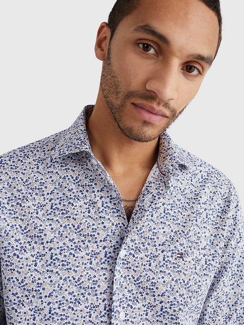 Blue Tommy Hilfiger Floral Regular Fit Men's Shirts | TH147FTH