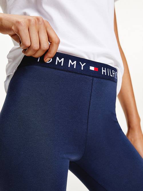 Blue Tommy Hilfiger Full Length Logo Women's Leggings | TH472CVH