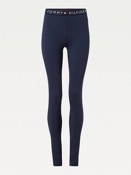 Blue Tommy Hilfiger Full Length Logo Women's Leggings | TH472CVH