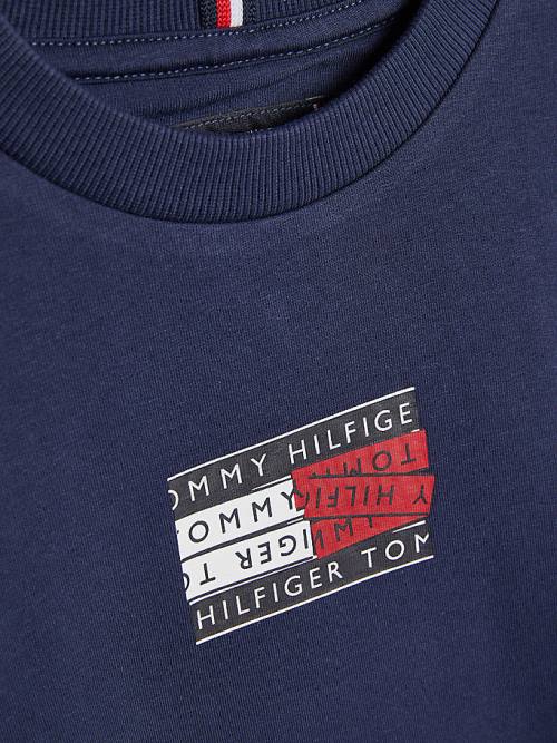 Blue Tommy Hilfiger Graphic Tape Logo Boys' Sweatshirts | TH792GQZ