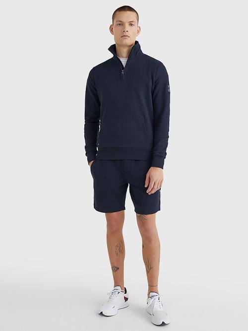 Blue Tommy Hilfiger Half-Zip Men's Sweatshirts | TH602MWT