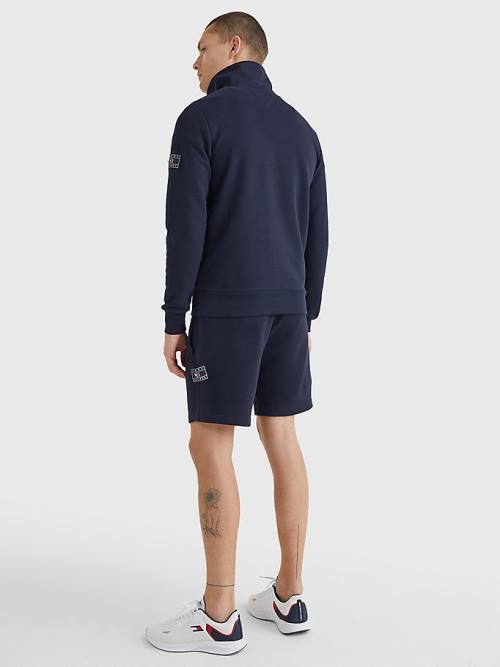 Blue Tommy Hilfiger Half-Zip Men's Sweatshirts | TH602MWT