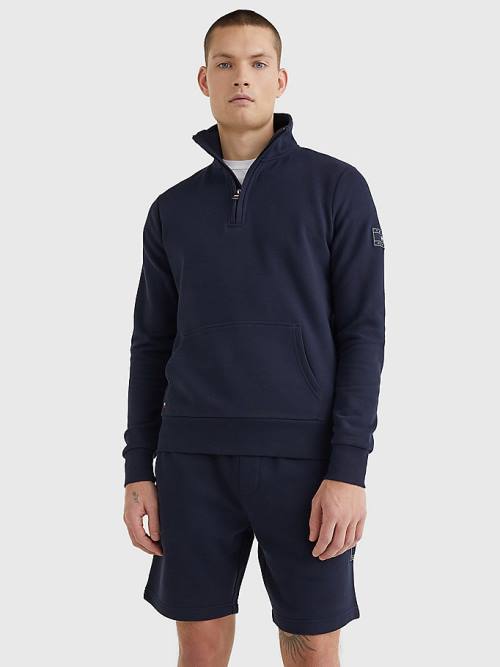 Blue Tommy Hilfiger Half-Zip Men\'s Sweatshirts | TH602MWT