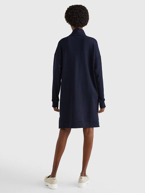 Blue Tommy Hilfiger Half Zip Relaxed Jumper Women's Dress | TH076SVU